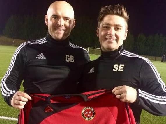 Gerry Bonham (left) and his assistant Stuart Easton are trying to assemble a squad good enough to get promotion next season
