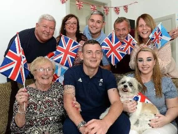 Happier times for Jonathan as he celebrates his selection for last years Paralympics in Rio with family and friends (Pic by Alan Watson)