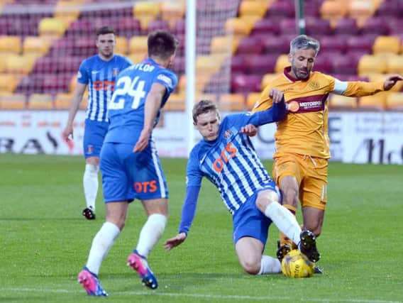 Lasley skippering Motherwell against Kilmarnock in what proved to be his last playing appearance for the Steelmen (Pic by Alan Watson)