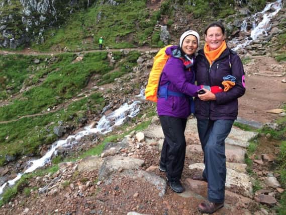 Fiona ( right) with fellow trekker Moona, who donated a kidney to her