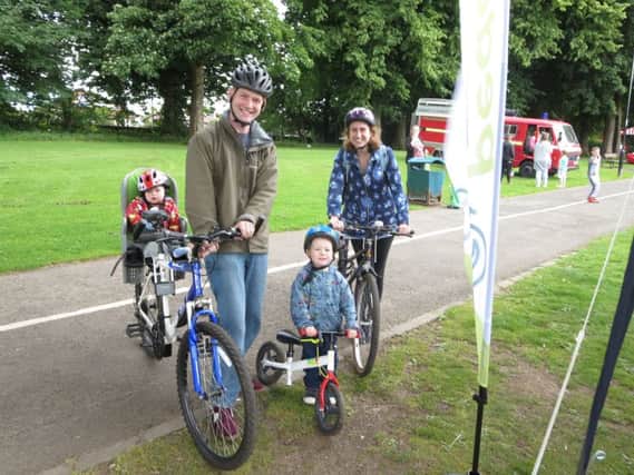 A family from Neilston enjoy the new cycle service