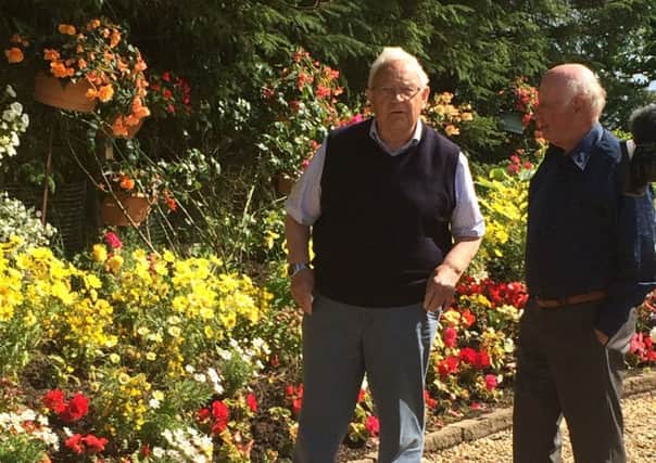 Jim McColl and James Findlay in the garden at Yieldshields.