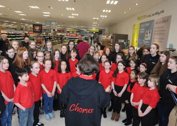The Chorus and Choir performing in Milngavie's Waitrose earlier this year.