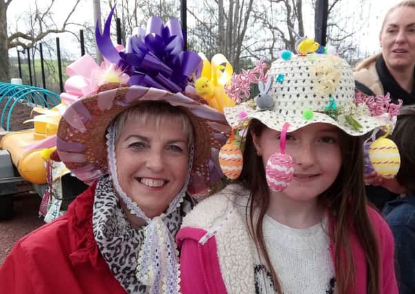 Councillor Catherine McClymont, at the centre of Lanark's activities such as judging Easter bonnets.