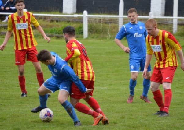 A battle for possession during Rossvale's win at Blantyre (pic by Helen Templeton)
