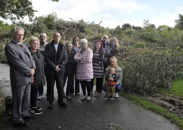 Photo Emma Mitchell 11.09.17  Photo of Muirhead Councillor John McLaren with furious residents at Muirhead
