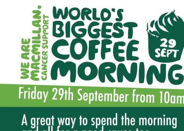 Raise money for Macmillan Cancer Support by going along to a coffee morning at Andiamo in Milngavie