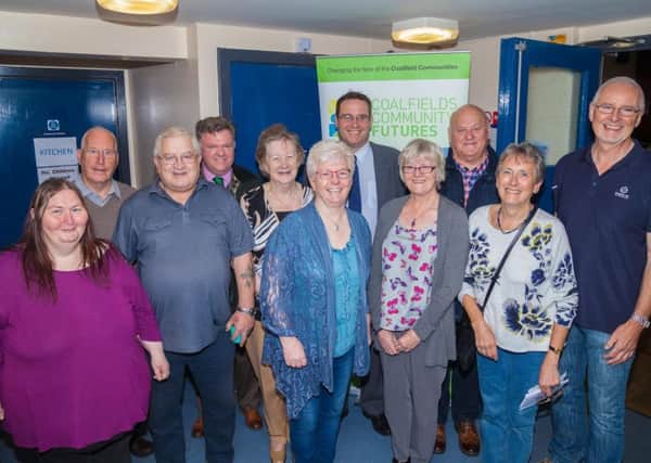 Members of the Rigside and Douglas Water Steering Group and local councillors: L to R Kirsty Kyle, Billy Hamilton, Ian Mitchell, Councillor Colin McGavigan, Helen Ramage, the CRTs Enid Trevett, Councillor Mark Horsham, Kate Cowan, Councillor George Greenshields, Francis Lawrie, Andy Wallace.