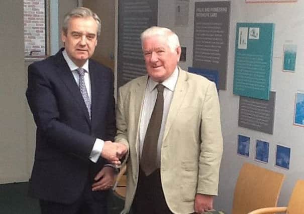 NHSGGC Chairman John Brown, left, meeting Tom Herbert earlier this year