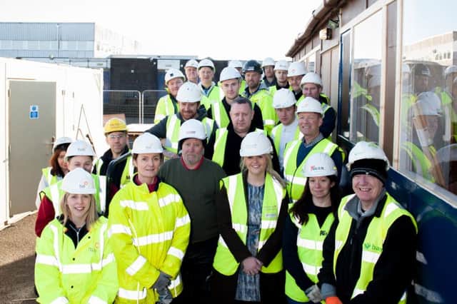 Workers on the site of Harestanes Community Centre