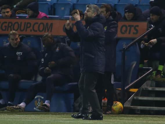 Stephen Robinson watches the action from the Rugby Park technical area (Pic by Ian McFadyen)
