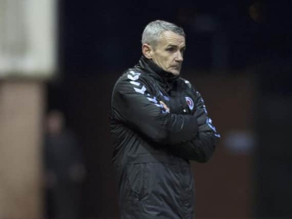 Clyde boss Danny Lennon watches in frustration as his side fail to break down 10-man Annan. (pic by Craig Halkett).