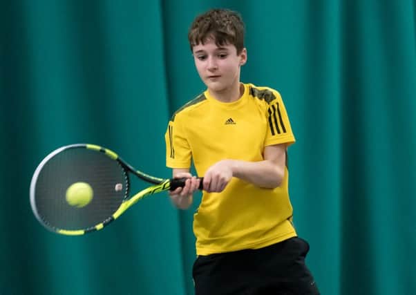 under-12 runner-up Jack Deveney in action at the Scottish Indoor Junior Championships (pic by Rob Eyton-Jones)