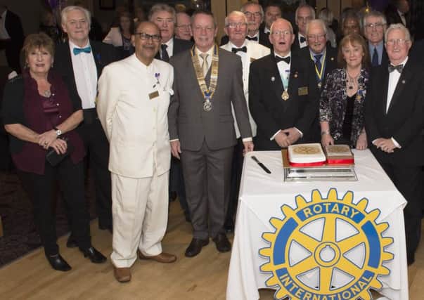 Karen Morrison (far left) and Bob Chadha (third left) pictured at Cumbernauld Royary Clubs 50th anniversary celebration