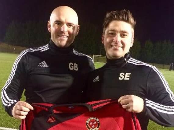 Manager Gerry Bonham (left) and his assistant Stuart Easton have both resigned from their roles at Thorniewood United after Saturdays 7-1 Scottish Junior Cup thrashing at East Kilbride Thistle