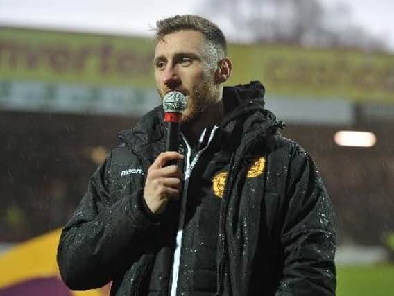 Louis Moult says his goodbyes to Motherwell fans at a rain soaked Fir Park ahead of the Hamilton Accies game on December 30 (Pic by Angie Isac)