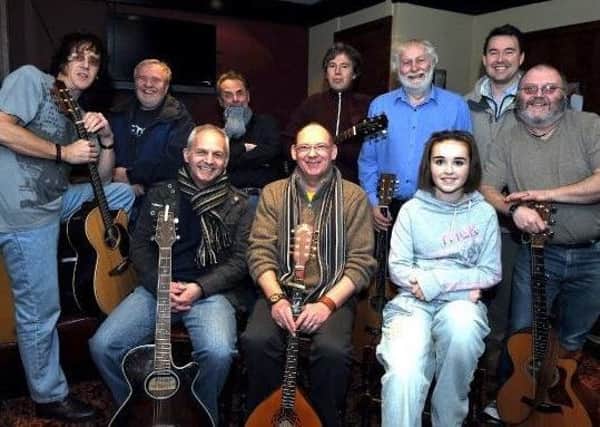 Fruits of their Labours...Lanarkshire Songwriters who contributed to the new album, with a little help from locals who shared their stories on fruit growing in the Clyde Valley.