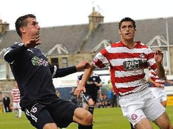 New Motherwell loan signing Stephen Hendrie (right) in action for his former club Hamilton Accies