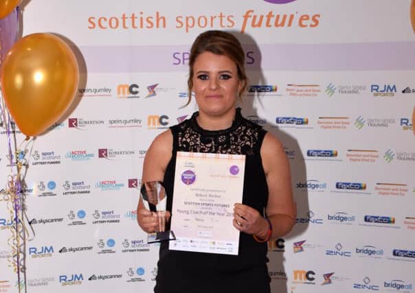 Rebecca Maclean with her sportscotland Young Coach of the Year award (pic by Margaret Anne McKenna)