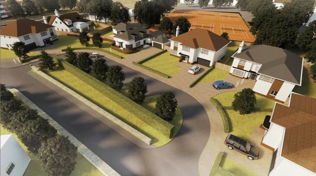 Artist impression oif the six new homes planned for Giffnock