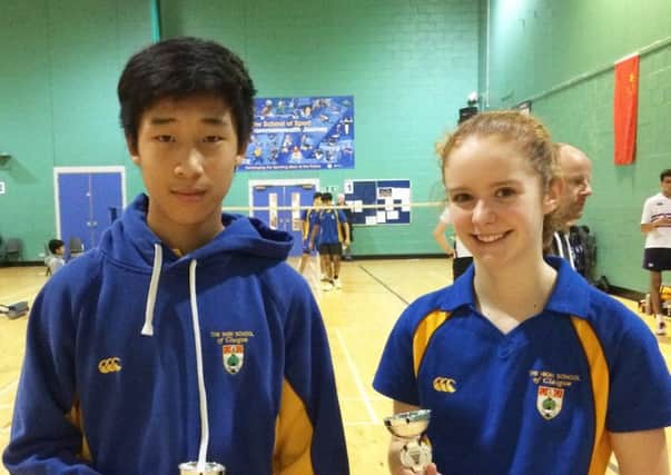 Under-14 mixed doubles winners Maxwell Wang and Lucy Sillars.