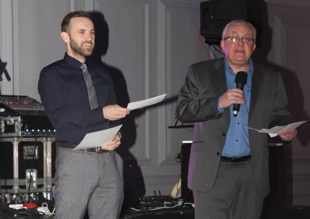 James McFadden and Tam Cowan at St Cadoc's charity night, Feb 2018 (Pic by Sophie O'Donnell)