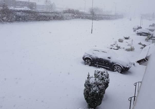 Snow in Birkenshaw, North Lanarkshire, last night
