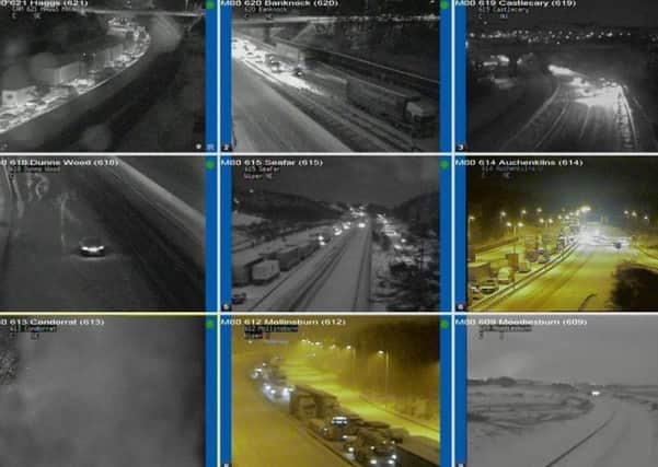 Traffic Scotland published CCTV images of the motorway network near Cumbernauld on Wednesday night