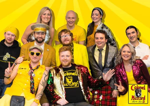 Colourful antics...of Colonel Mustard and The Dijon 5 will be on the main stage on Friday night at Mugstock Festival 2018 in Mugdock Country Park, East Dunbartonshire.
