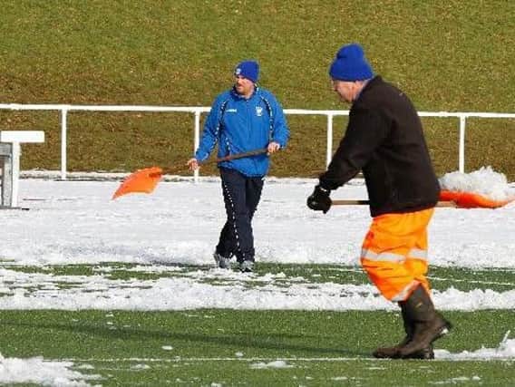 Hopefully all the snow will have cleared from John Cumming Stadium pitch to allow this Saturday's semi-final to go ahead