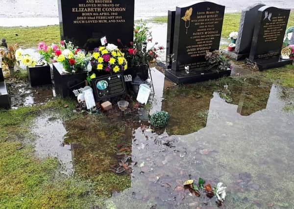 Danny Lowdon was shocked to find his parents grave under water on Mothers Day at Bothwellpark Cemetery