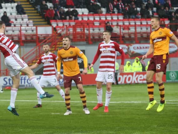 Motherwell midfielder Andy Rose (right) and his mates are desperate to recover from last Saturday's debacle against Hamilton Accies (pictured) when they host Celtic this Sunday (Pic by Ian McFadyen)