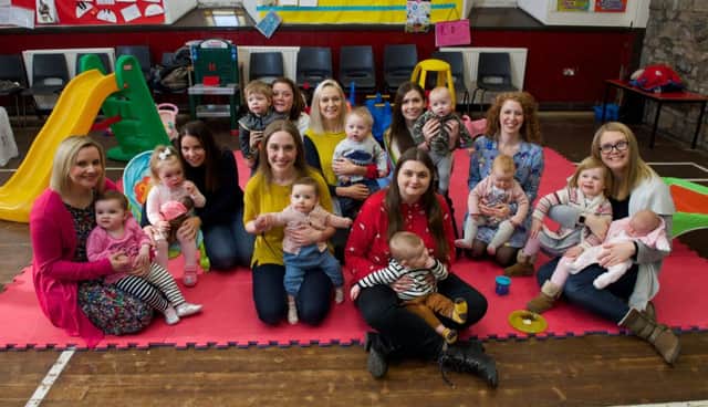 Front row l-r: Holly Wright & Imogen; Kate Hall & Phoebe; Laura Stevens & Keir; Virginia Nicolson & Juliet & Harriet. Second row L-R: Leanne Burns & Harper; Ellie Regan & Michael; Carrie Chalmers & Max; Claire Thomson & Olly; Elaine Dykes & Abigail.