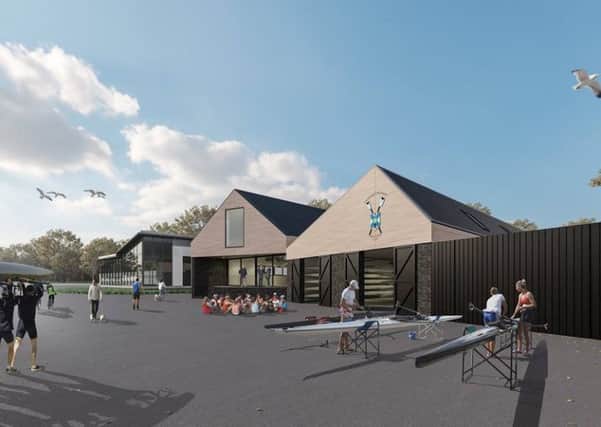 An artists' impression of how the new rowing centre at Strathclyde Park will look