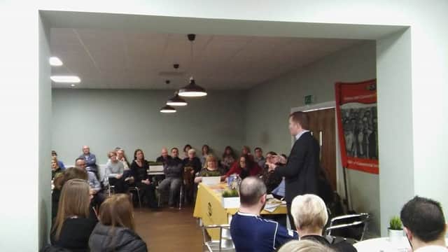 Stuart McDonald addresses the PCS meeting in Cumbernauld