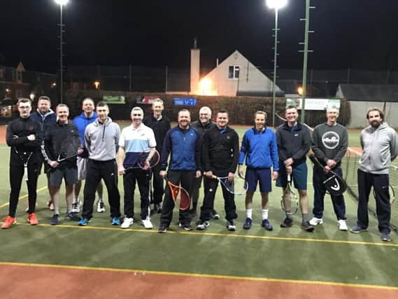Lanark Gents Team Coaching (pictured from left to right): Aaron Paterson, Simon McCay, Stuart Ross, George Lang, David Tod, Andrew Jack, Colin Thomson, Gary Winning, Derek Swan, David Inglis, Theo Philip, Donald Stewart, Alan Patrick and William Mitchell. (Submitted pic)