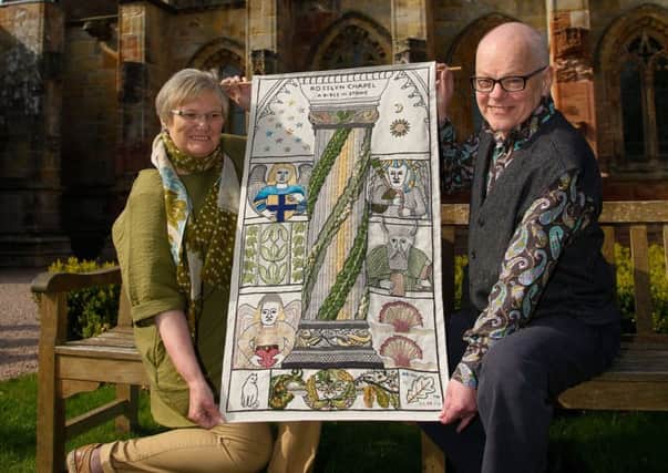 The Great Tapestry Of Scotland: pictured are Fiona Mcintosh and artist Andrew Crummey