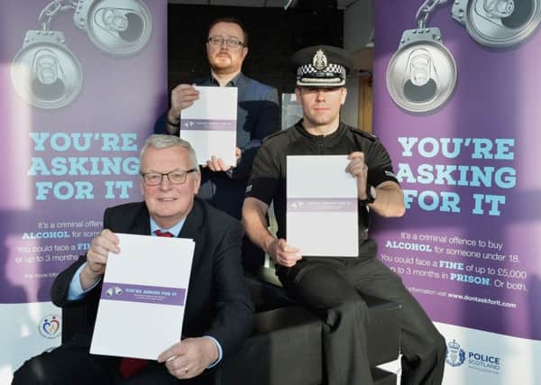 North Lanarkshire Council Leader Jim Logue, John Lee, Chair of the SAIP Campaigns Group and Head of Policy and Public Affairs, Scottish Grocers Federation and Superintendent Rob Hay, Police Scotland.