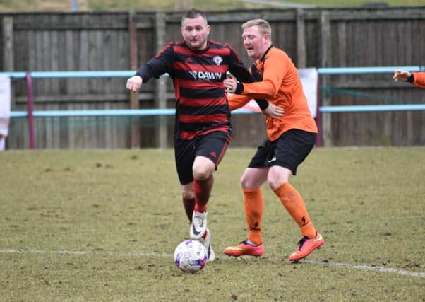 Willie Sawyers hit a hat-trick in Rob Roy's win over Irvine Vics (pic by Scott Wilson)