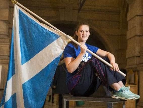 Team Scotland Commonwealth Games netball star Emily Nicholl shows her patriotism