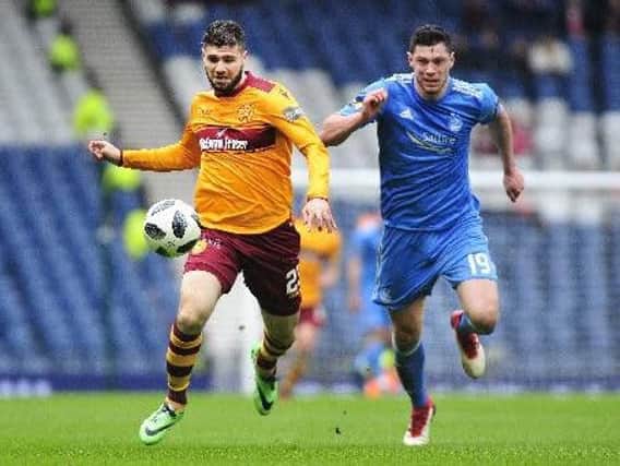 Motherwell ace Nadir Ciftci battles it out with Aberdeen's Scott McKenna on Saturday (Pic by Alan Murray)