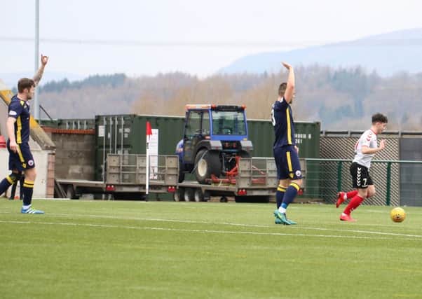 Jack Boyle scores despite Stirling claims for offside (pic by Craig Black Photography)
