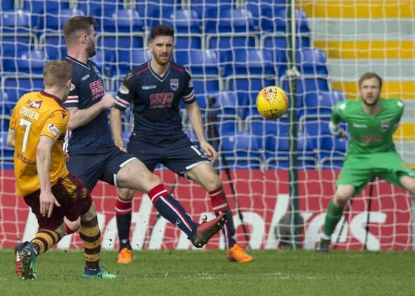 Chris Cadden saw this shot go just over the bar during Saturday's match at Ross County (Picture - Ian McFadyen)