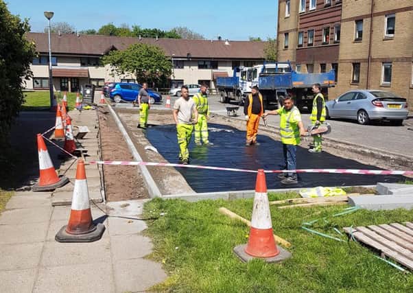 Colin Smith returned home from holiday to find the new car park being installed outside his front door in Braehead Road, Kildrum