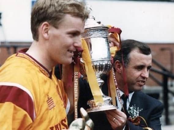 Stevie Kirk and manager Tommy McLean after winning the 1991 Scottish Cup