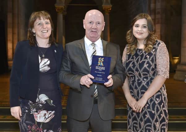 Tommy Murphy receives his award from Minister for Early Years and Children Maree Todd MSP and Young Scot of the Year winner Chelsea Cameron

Scottish Social Services Awards - Mansfield Traquair, Edinburgh  6th June 2018




 Neil Hanna Photography
www.neilhannaphotography.co.uk
07702 246823