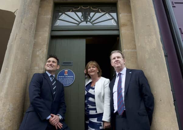 Pictured are Thomas Knowles, HES head of grants; Cabinet Secretary for Culture, Tourism and External Affairs Fiona Hyslop and Alex Paterson, HES chief executive.