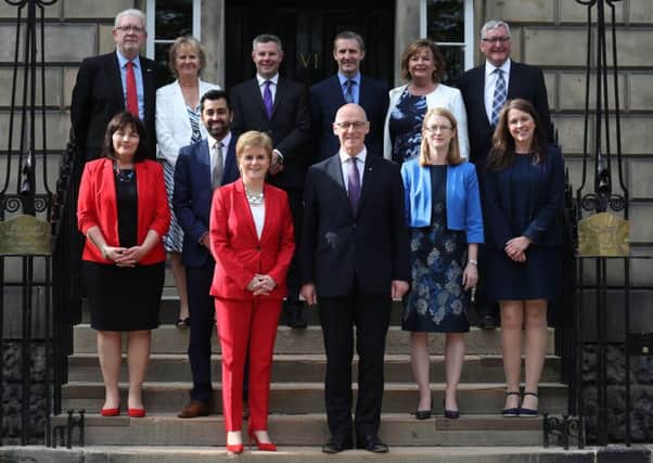 First Minister of Scotland, Nicola Sturgeon promoted five Scottish ministers as part of her cabinet reshuffle, including Aileen Campbell. Pic:  Andrew Milligan/PA Wire