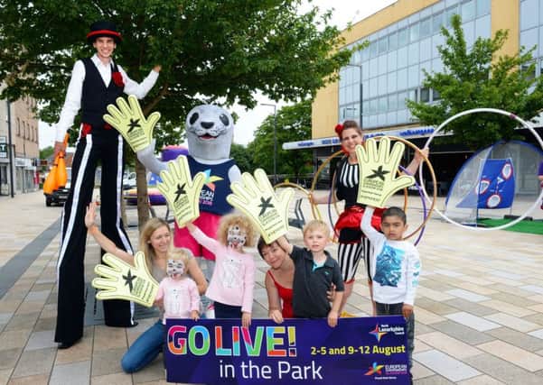 Hands up, who wants to visit Go Live In the Park? Bonnie the seal, the official Glasgow 2018 mascot is joined by performers and families enjoying some circus fun