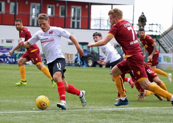 John Rankin in action for Clyde during the Betfred Cup tie with Motherwell (pic by Craig Black Photography)